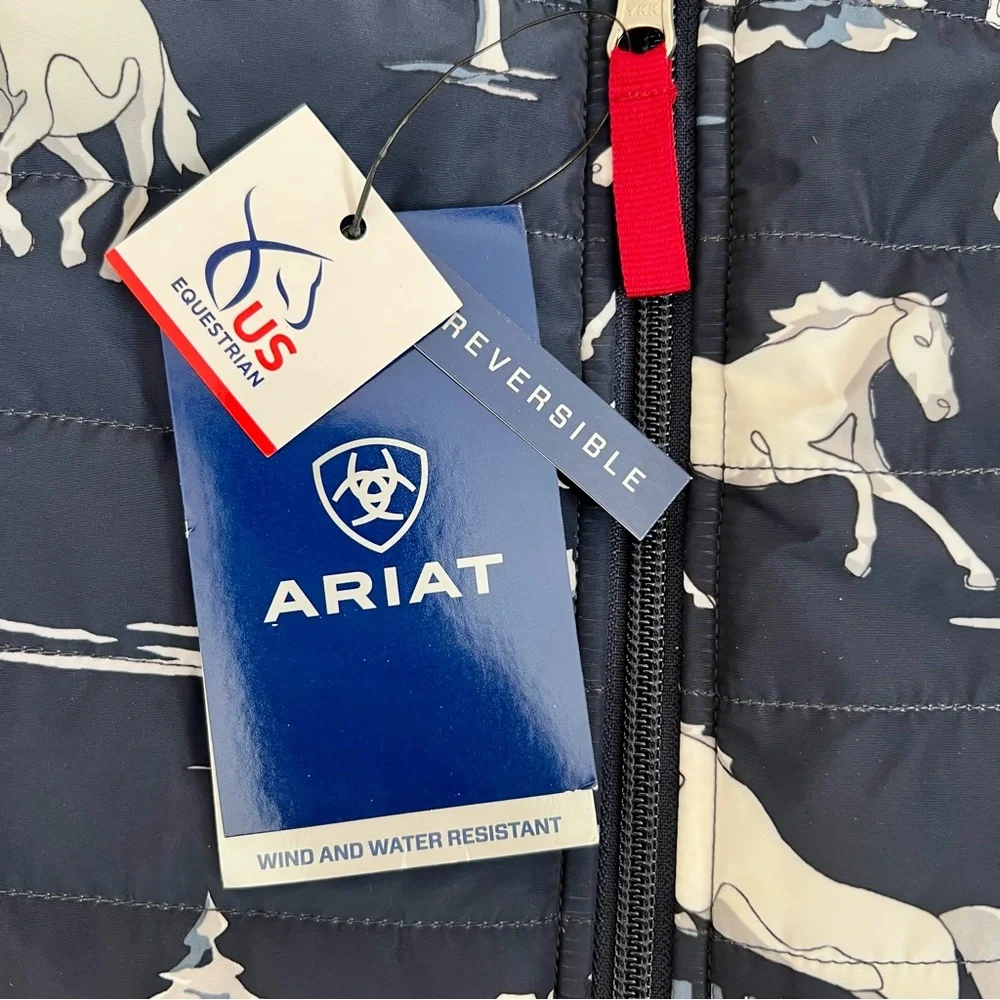 NWT Ariat Youth Girls Horse Reversible Patterned Vest